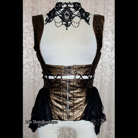 RQ-BL Tops - RQ-BL Gothic Lolita Steampunk Victorian Transformer Corset Harness Brown Top M